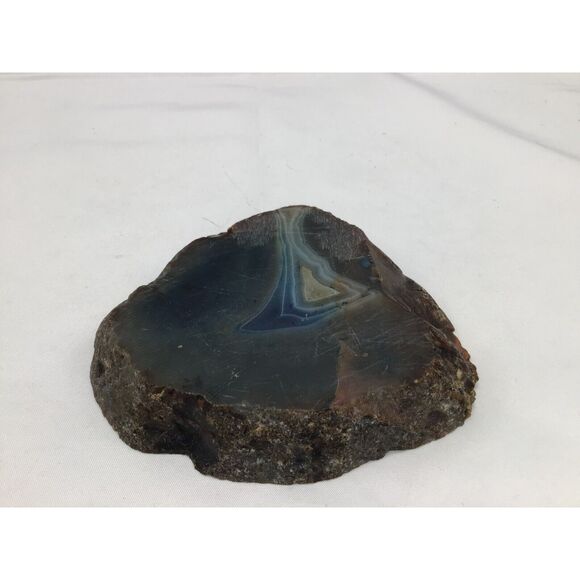 Cut Geode Polished Dresser Trinket Dish Lapidary Stone Blue Gemstone Gorpcore - Picture 2 of 5